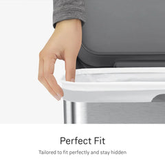 simplehuman close-up of double-seamed edge displaying tear-resistant durability