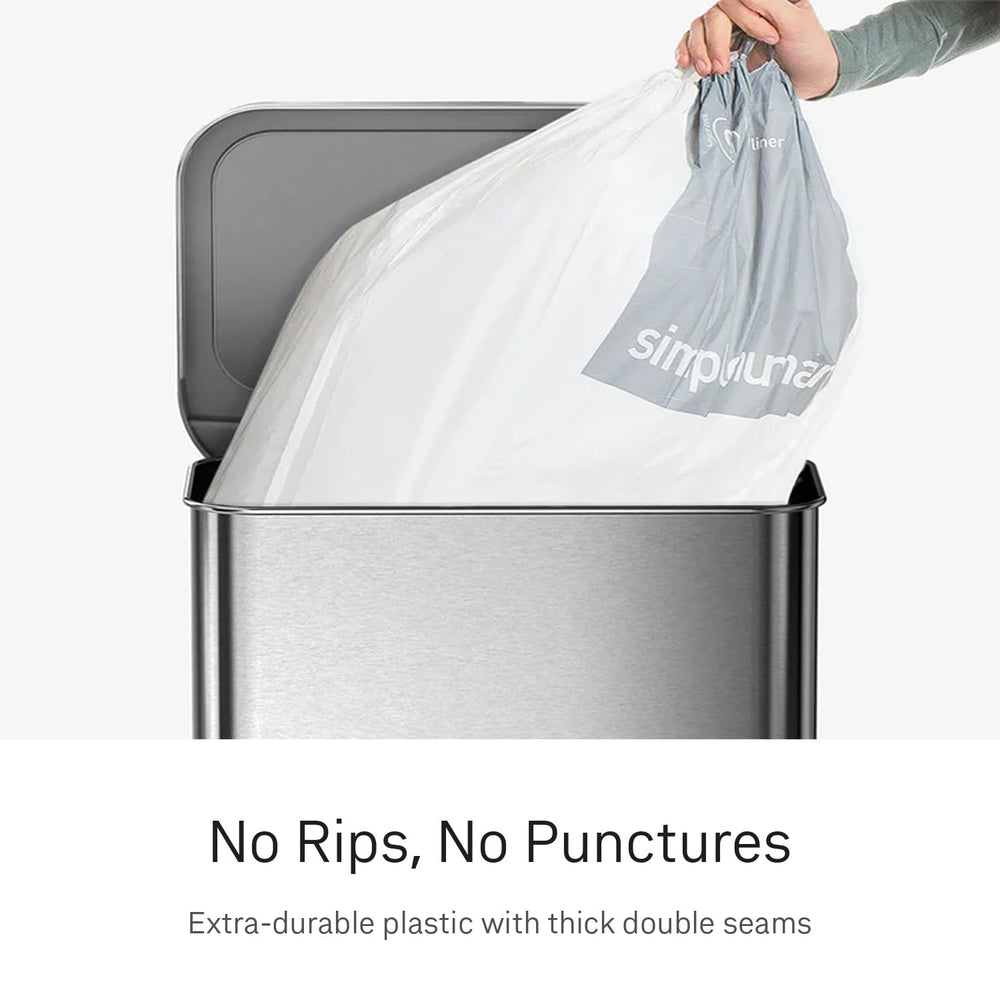 simplehuman drawstring handle detail for easy lifting and tying