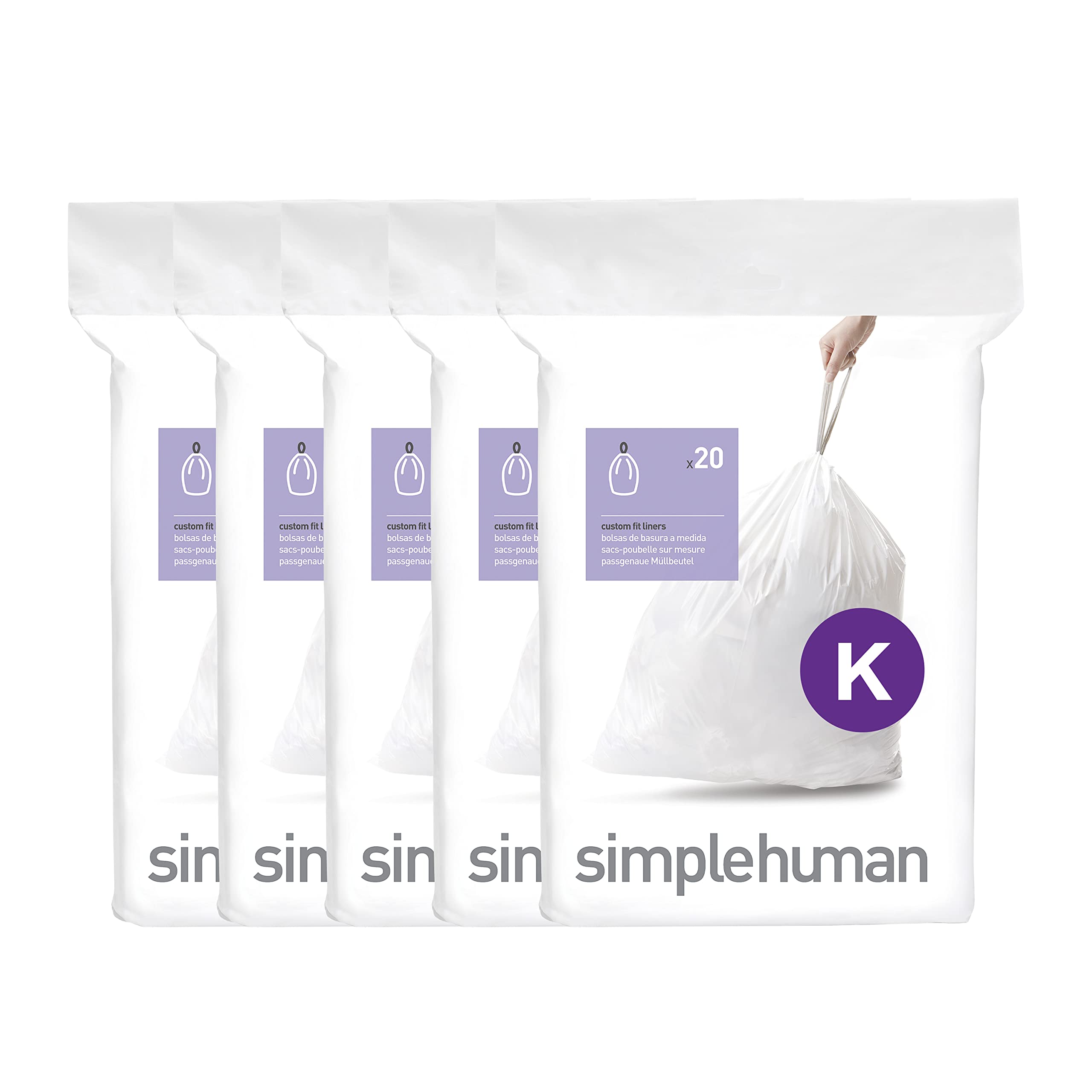 simplehuman front packaging showing pack and quick-dispense convenience