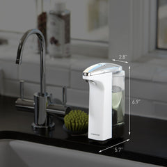 simplehuman dispensing in kitchen setting demonstrating touch-free convenience and easy dosing