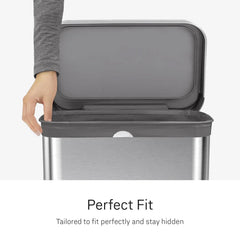 simplehuman drawstring and double-seam detail, reinforced for leak resistance