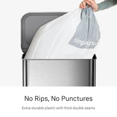 simplehuman drawstring handle detail showing reinforced tie for easy carrying