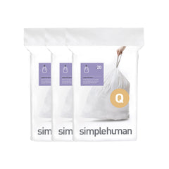 simplehuman front packaging showing Code Q liners and quick-dispense convenience