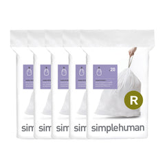 simplehuman front packaging showing Code R liners and quick-dispense convenience