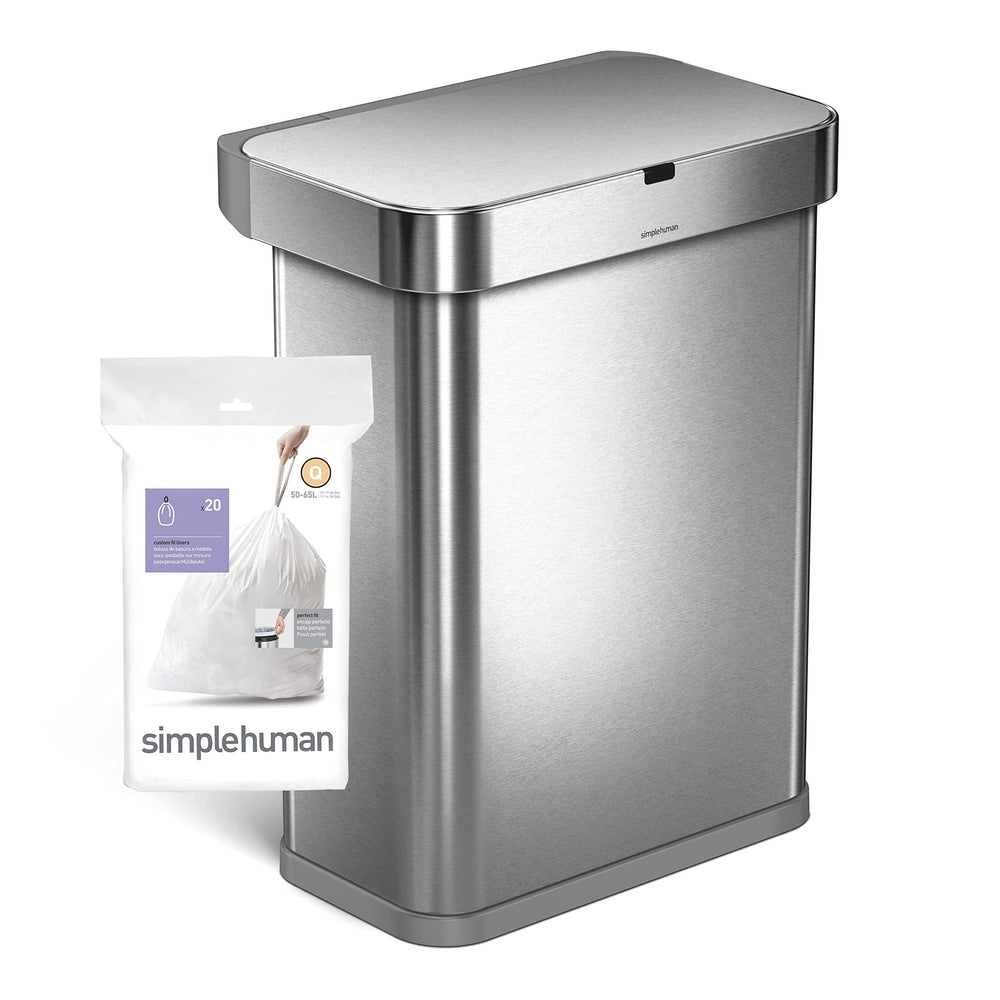 simplehuman liner fitted inside a 58L sensor can showing precise custom fit