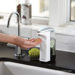 simplehuman no-drip spout closeup highlighting silicone valve that prevents messy drips