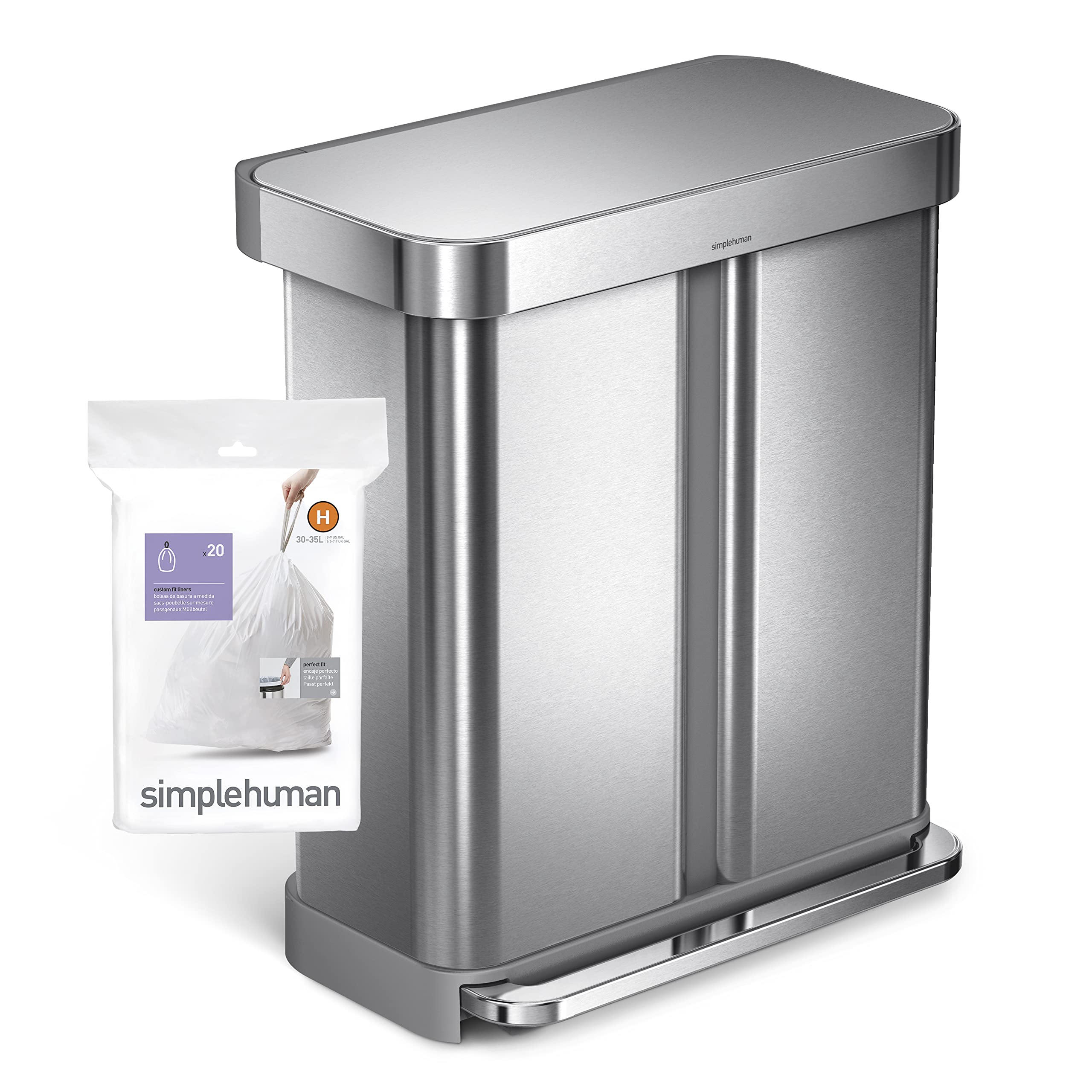 simplehuman refill being dispensed from liner pocket for quick access