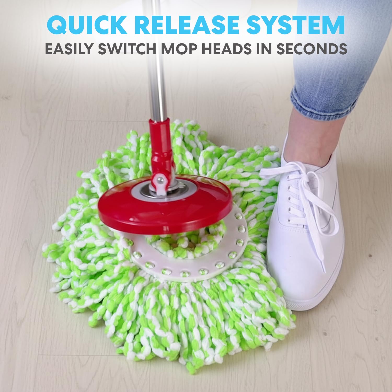 SIMPLI-MAGIC mop in use on kitchen floor illustrating fast drying floors
