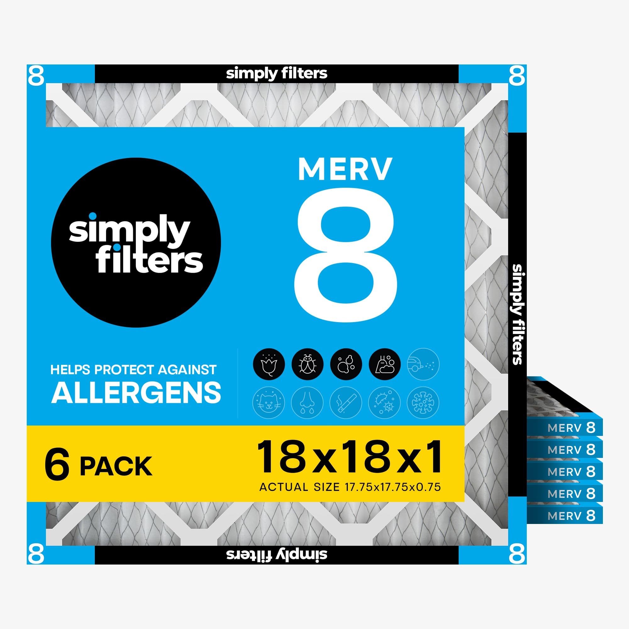 Simply front packaging showing six-pack and product benefit of ready replacement
