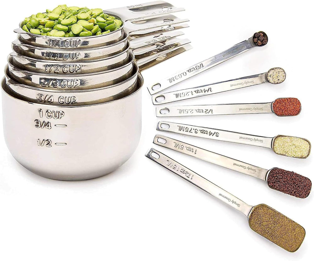 Simply Gourmet front view of full measuring set showing neat, durable design