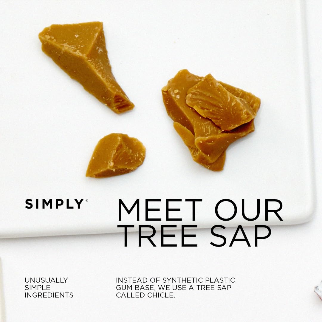 SIMPLY Gum open pack showing tiles arranged for easy grab and portion control