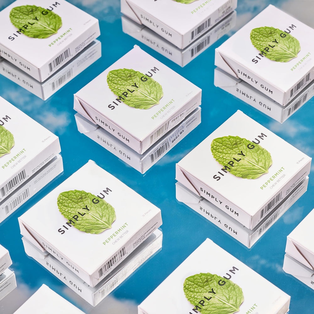 Simply Gum ingredients label close-up showing vegan Non-GMO kosher transparency