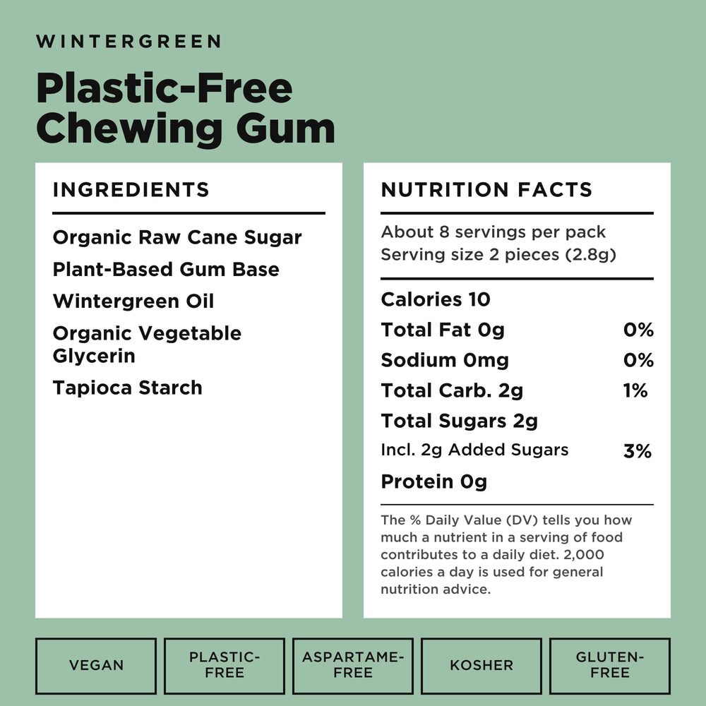 SIMPLY Gum spearmint tiles close-up demonstrating smooth chew and natural flavor