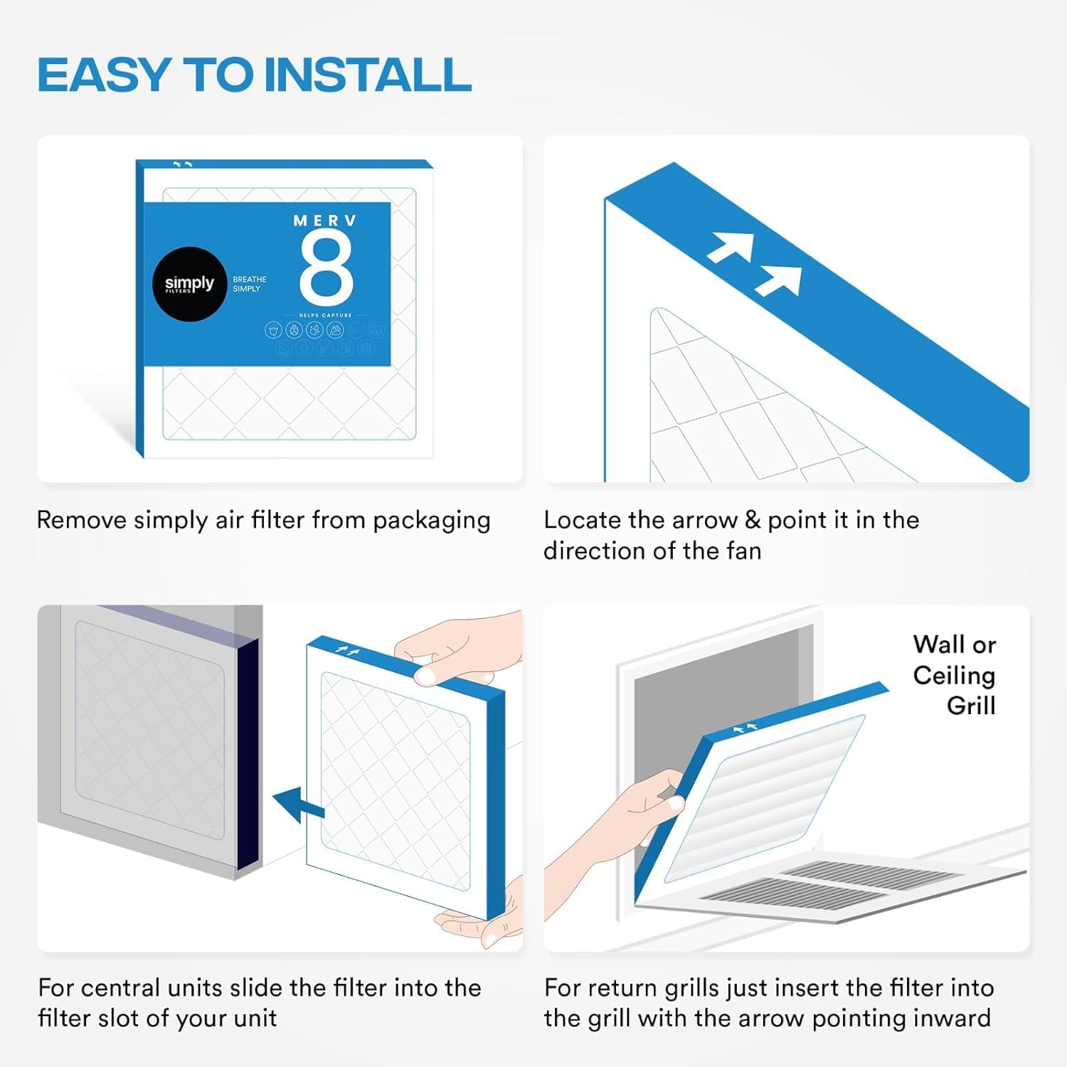 Simply heat-sealed shrink wrap packaging protecting filters from dust until use