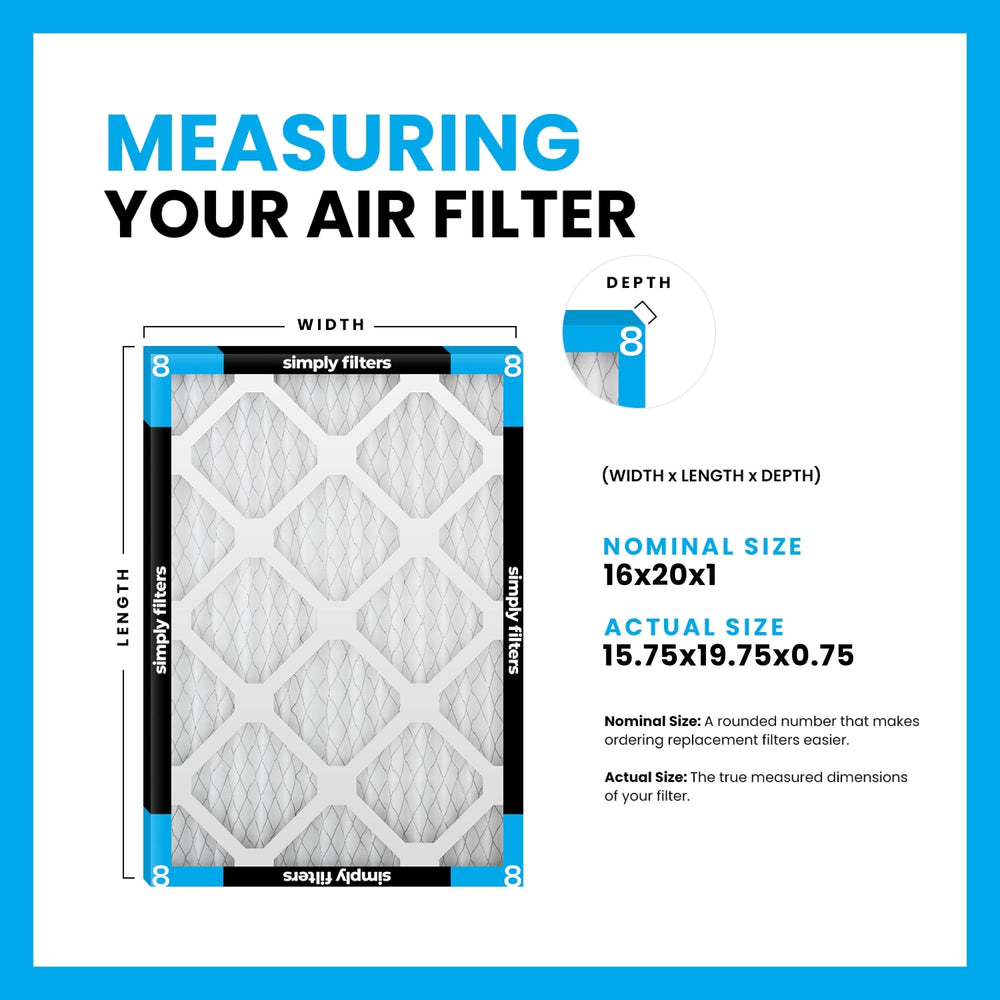 Simply single filter front view demonstrating fit and clean white pleated surface
