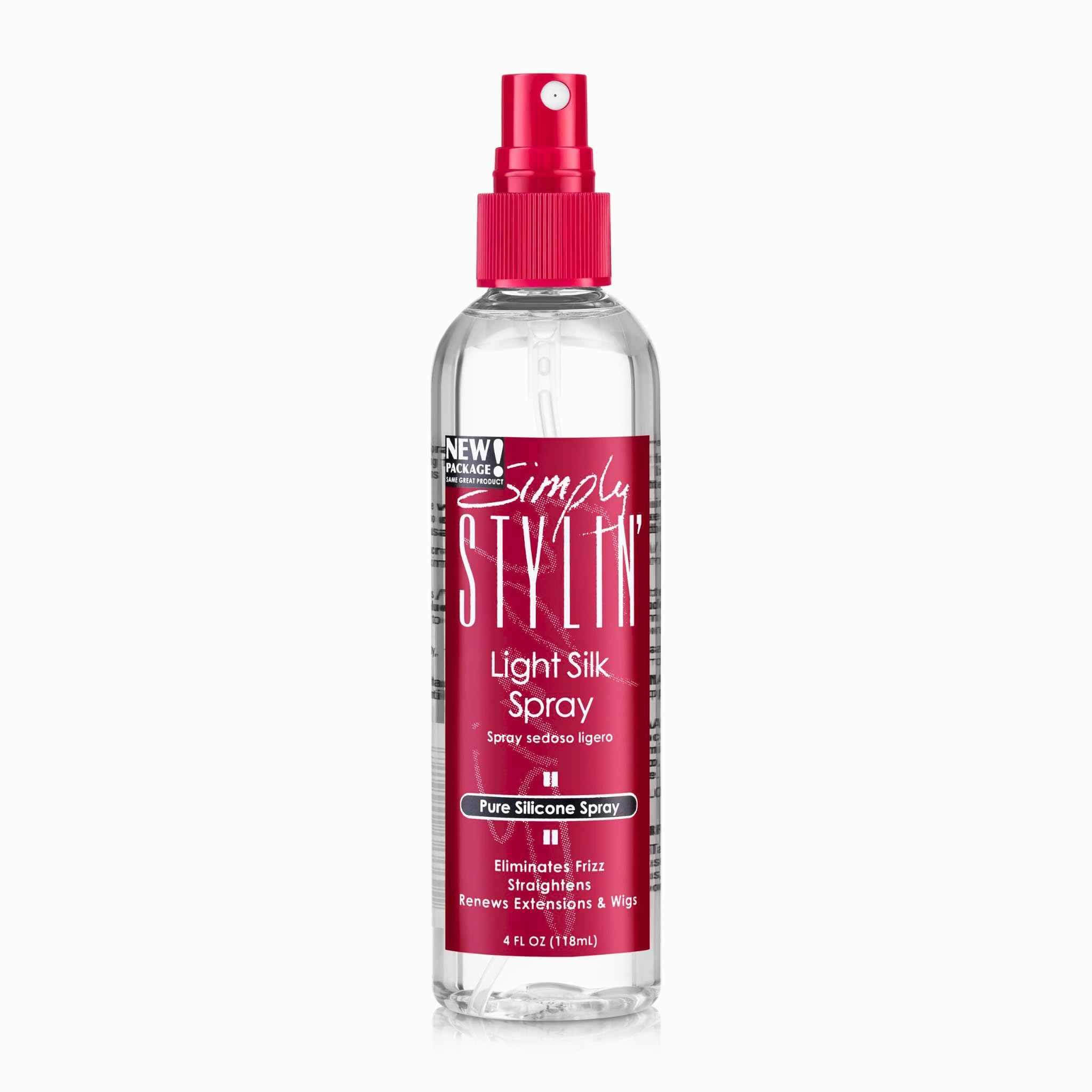 Simply Stylin' front bottle showing product label and size benefit