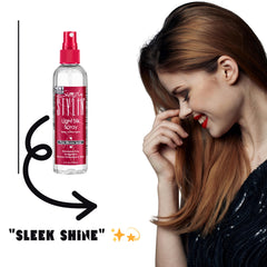 Close-up of hair strands with Simple Stylin' sheen showing smooth finish