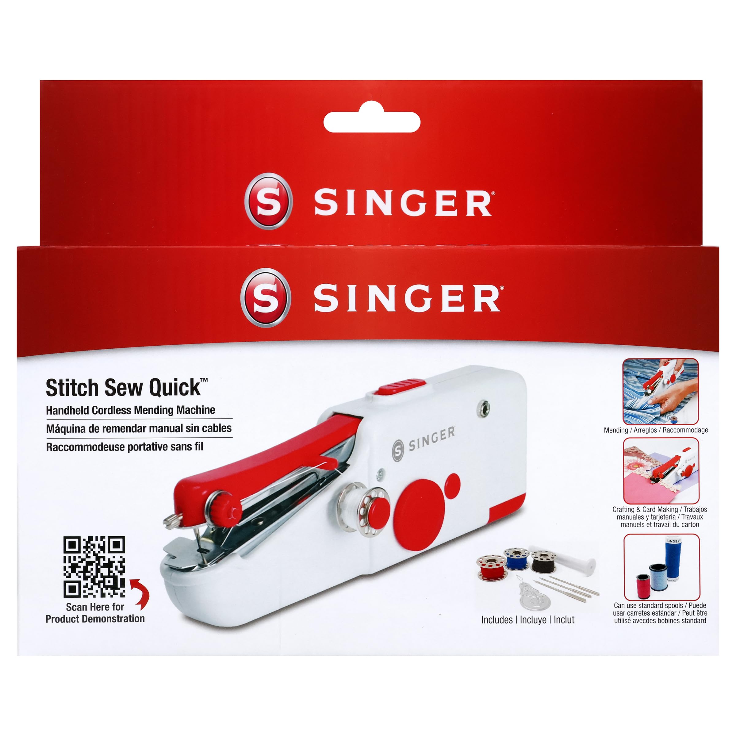 SINGER portable mending machine front view showing compact design and quick repairs