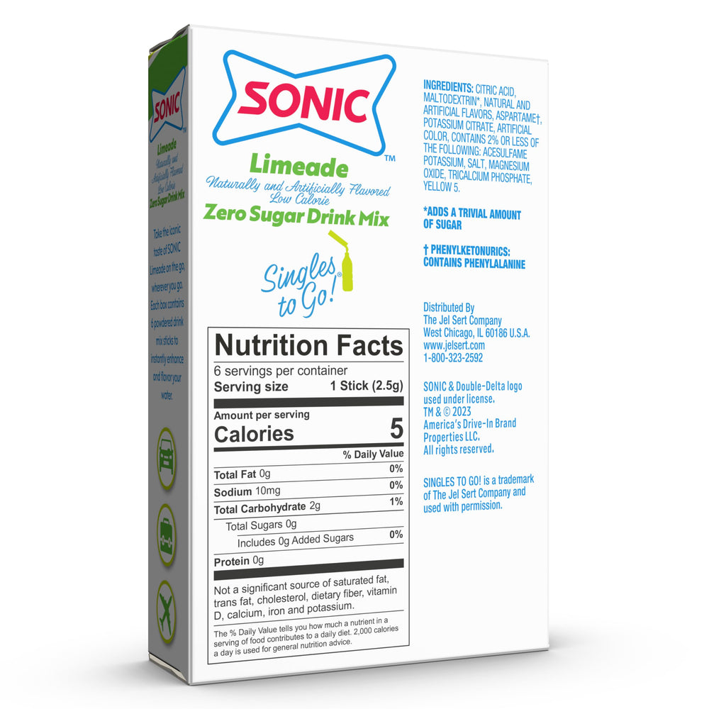SINGLES TO GO! six individual limeade sticks removed from box for easy grab-and-go