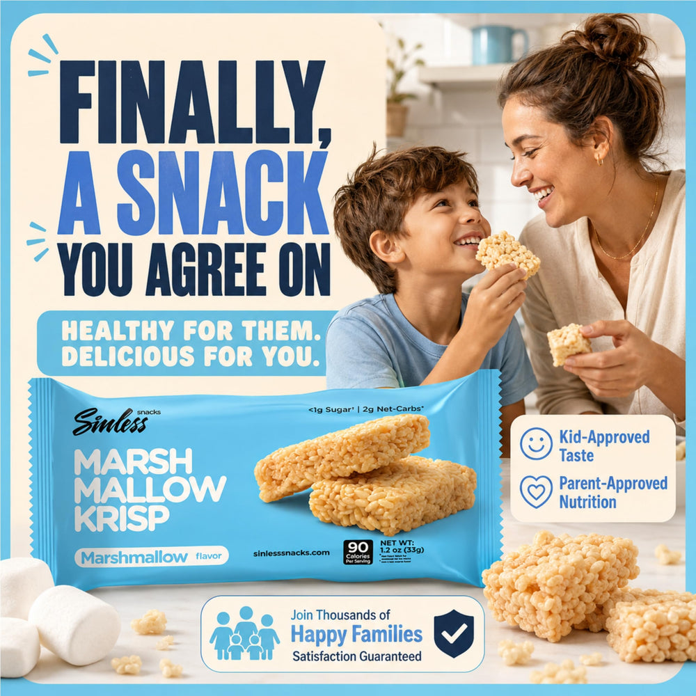 Sinless Snacks broken bar showing soft center and rice-like crisp pieces