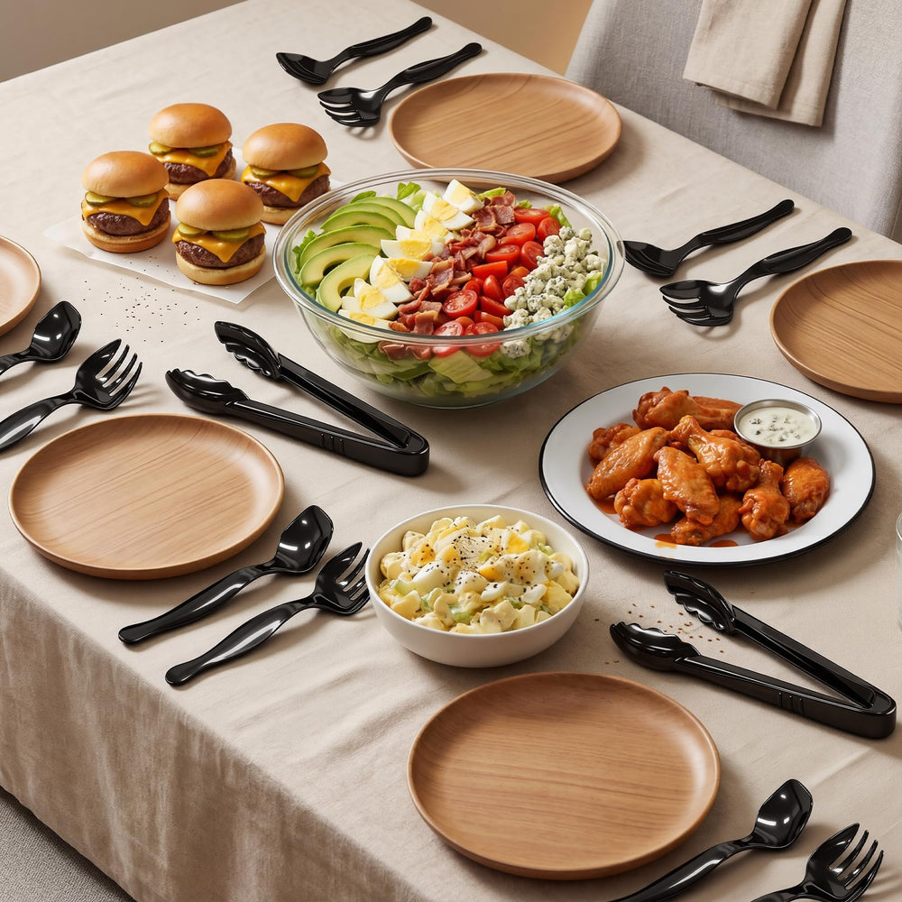 Sinoome black utensils styled on table for modern event coordination