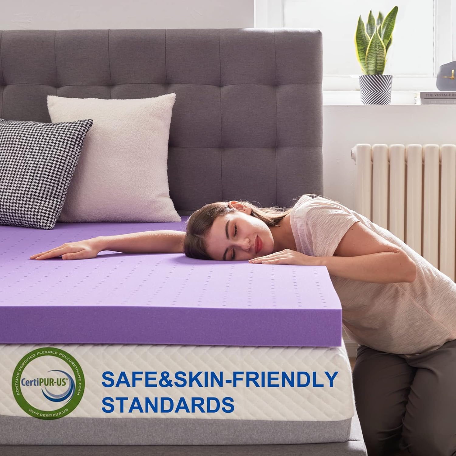 SINWEEK topper on a dorm bed showing fit and improved comfort benefit