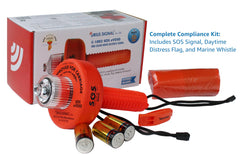 SIRIUS SIGNAL orange flag and whistle laid out to show daytime and audible compliance