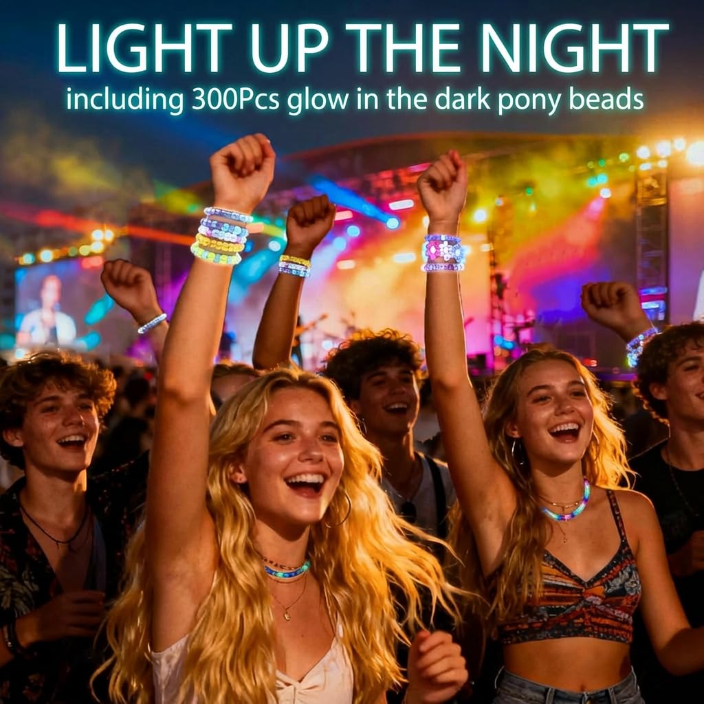 Sistenia kandi bracelets lifestyle shot showing festival-ready colorful accessories