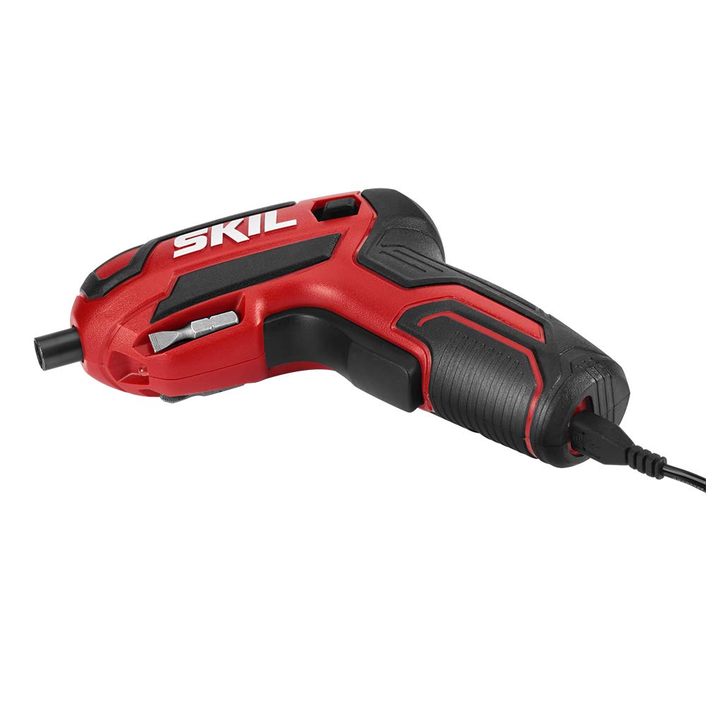 SKIL screwdriver LED light close-up illuminating a dark screw recess for precise alignment