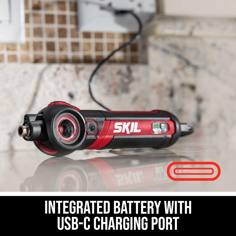 SKIL Twist 2.0 LED illuminating a screw head for improved visibility in dark spaces