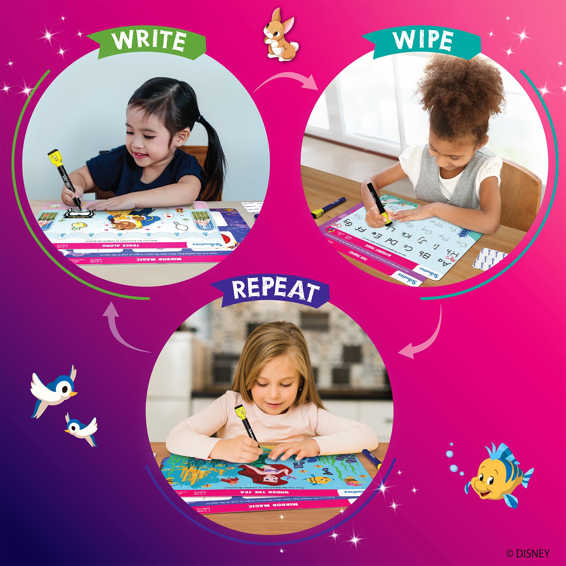 Close view of number tracing and counting activity on Skillmatics Disney Princess mat