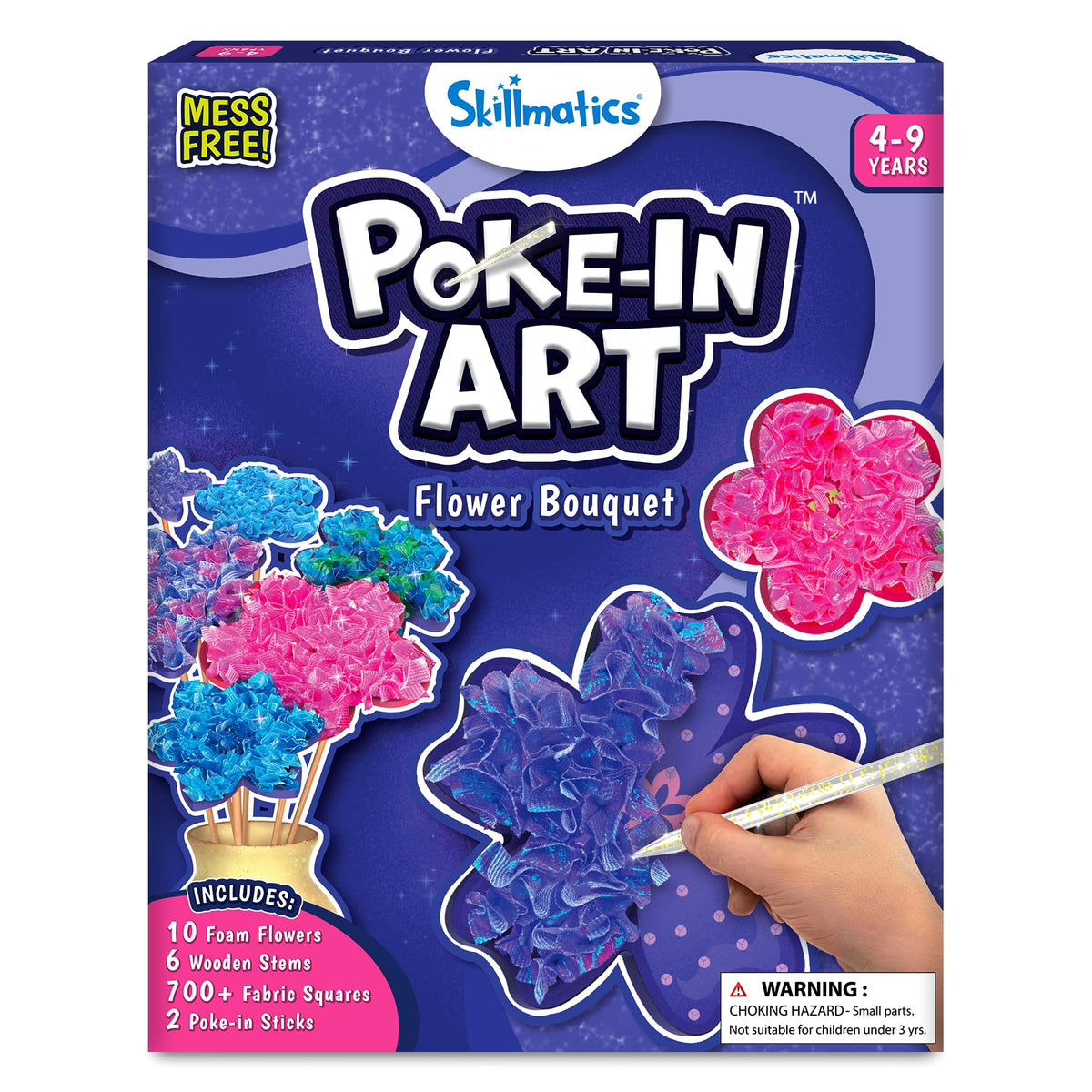 Skillmatics front packaging showing kit contents and colorful flowers benefit display-ready gift