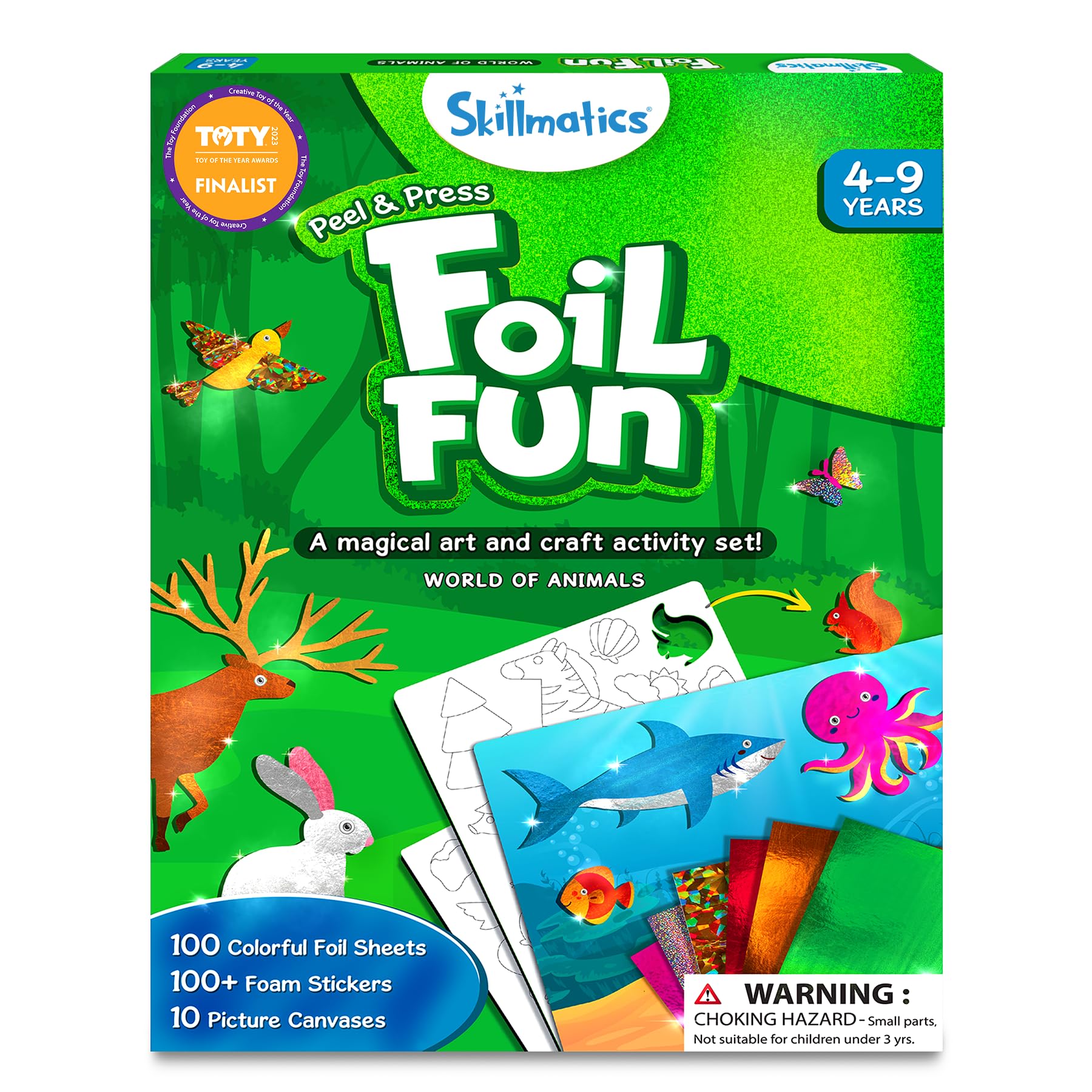 Skillmatics foil fun animals box front showing contents and colorful branding for quick identification and gifting