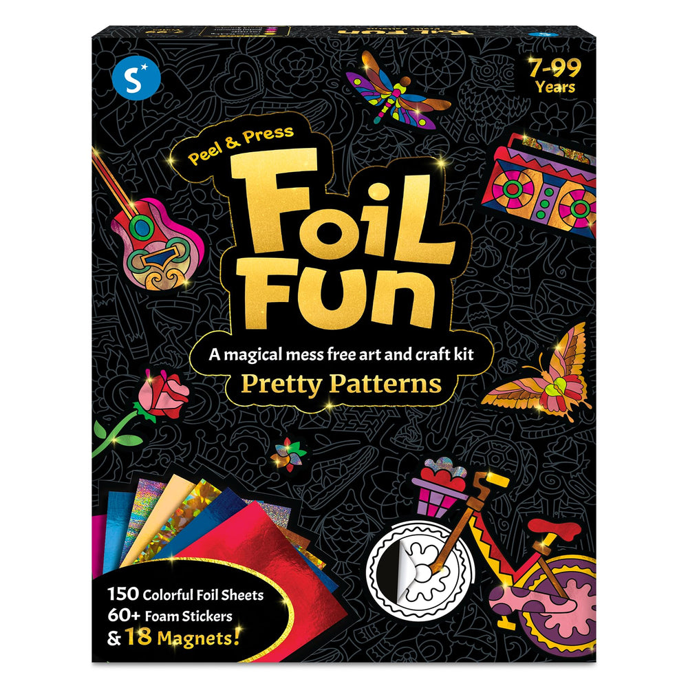Skillmatics box front showing Foil Fun kit and contents, inspires gift giving