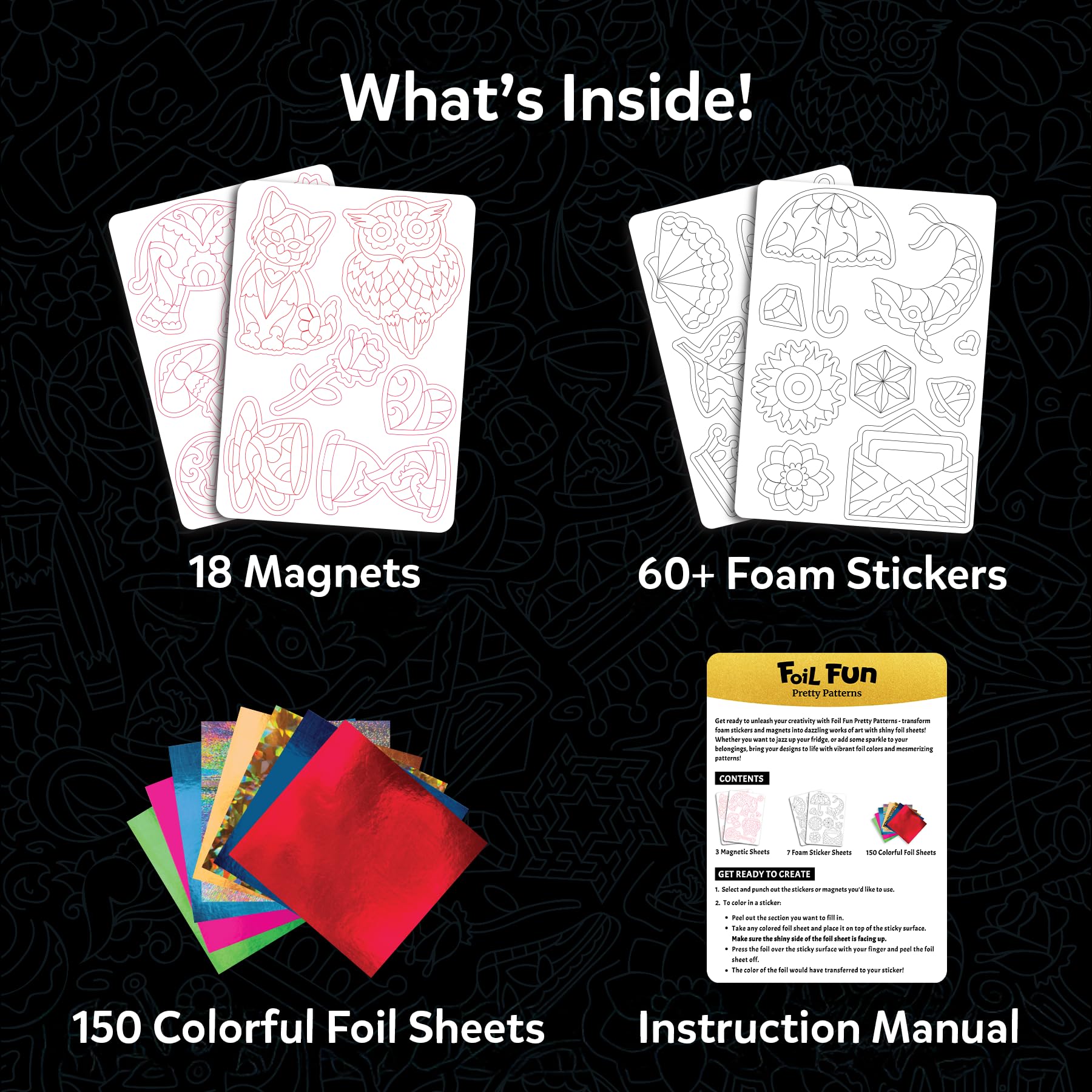 Skillmatics close-up of foil sheet texture and patterns, highlights vibrant colors