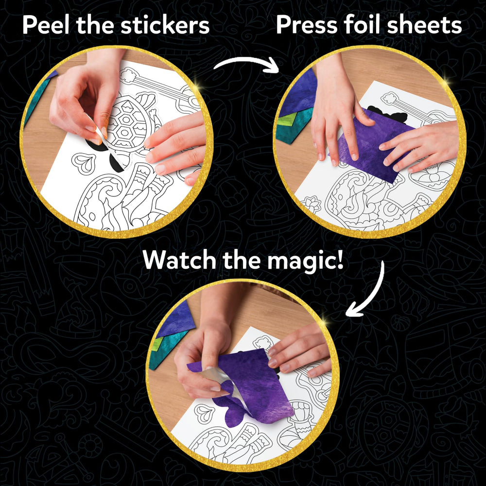 Skillmatics magnets decorated with foil patterns, demonstrates finished metallic look