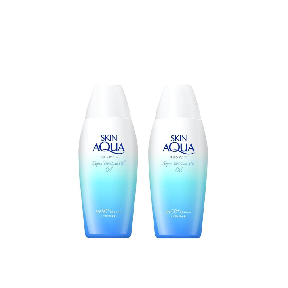 Skin Aqua front packaging showing SPF50+ benefits and hydration