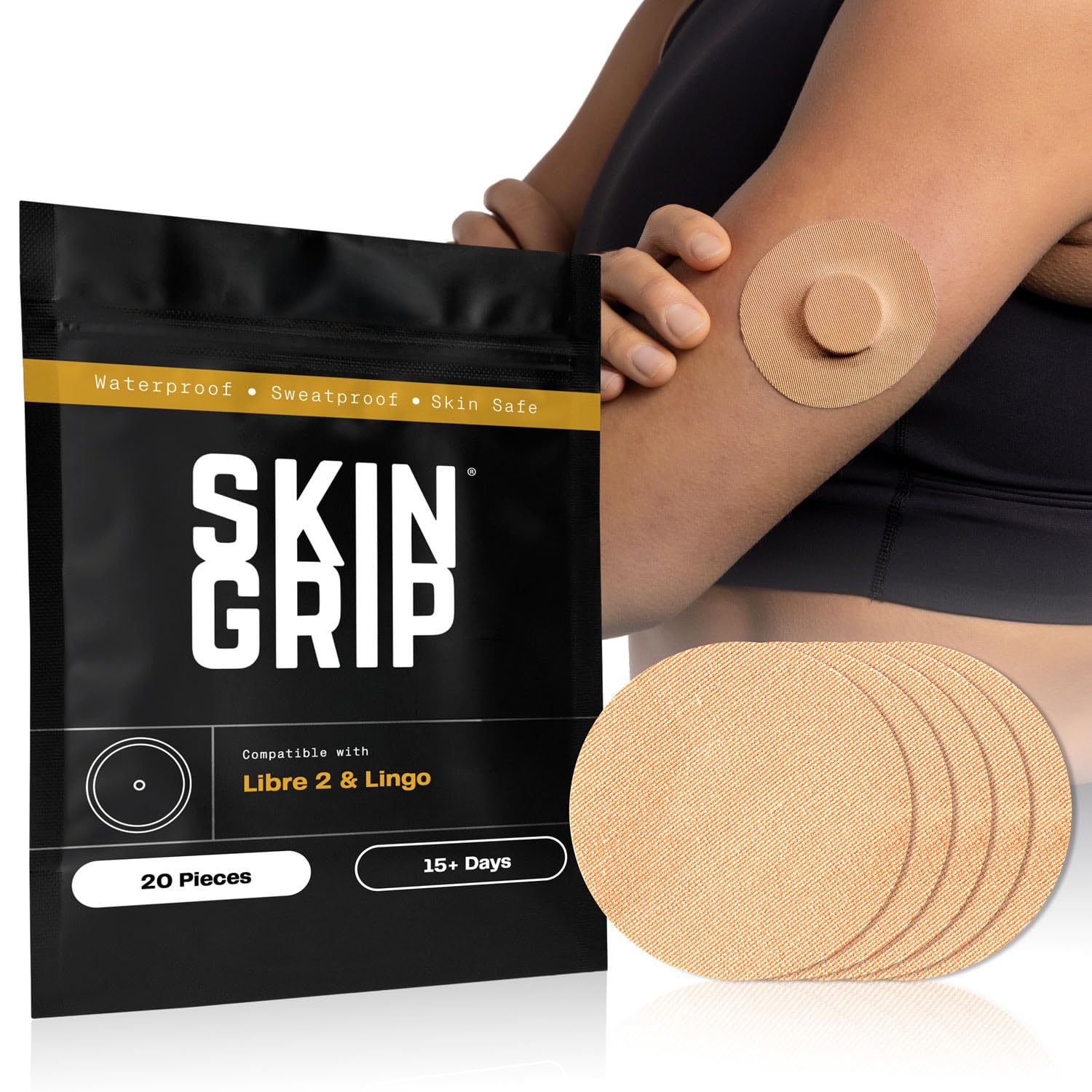 Skin Grip front packaging showing 20-pack and secure storage benefit