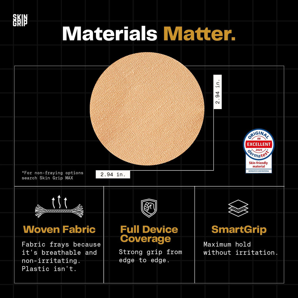 Skin Grip label and ingredients panel highlighting medical-grade materials benefit