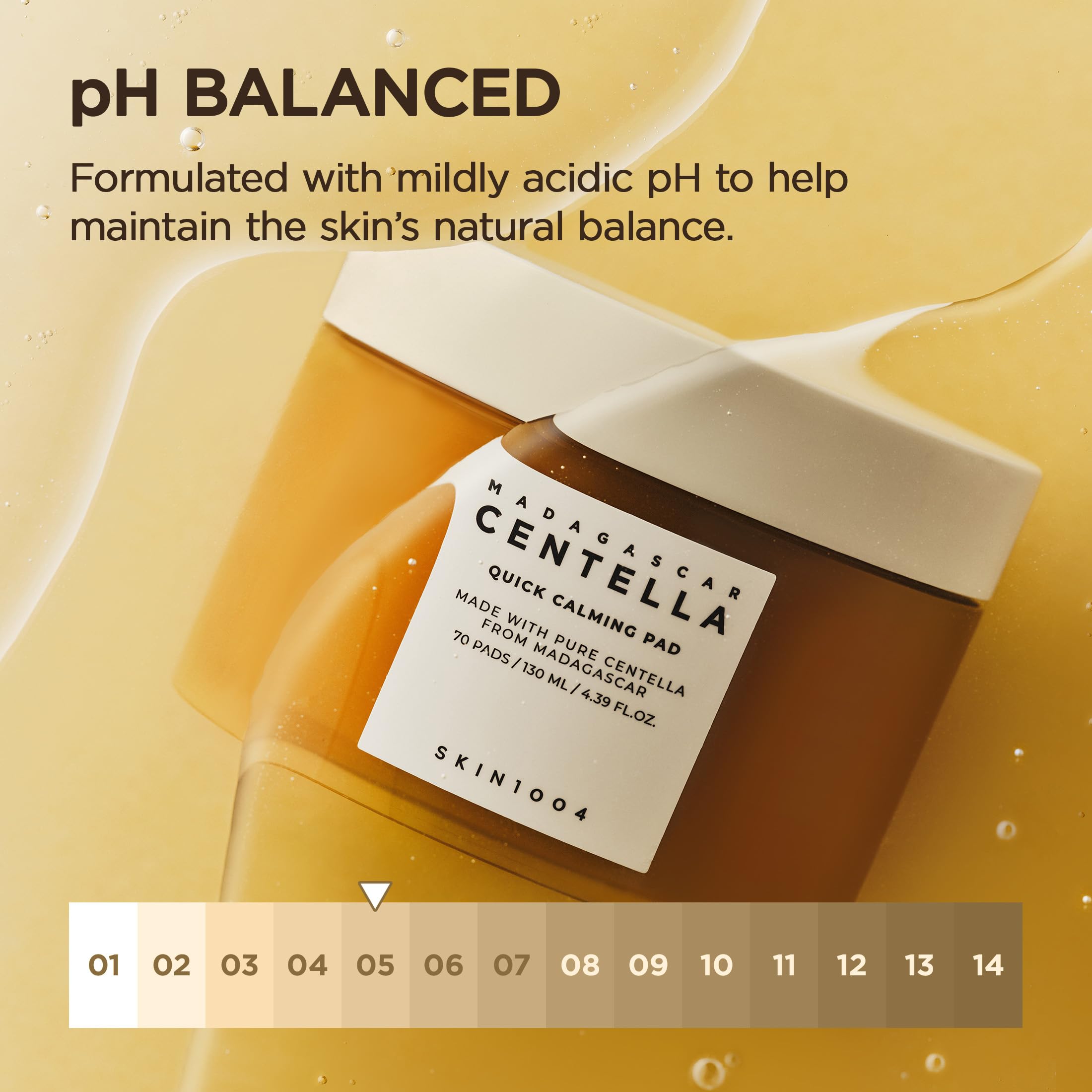 SKIN1004 pad applied on cheek showing cooling soothing benefit