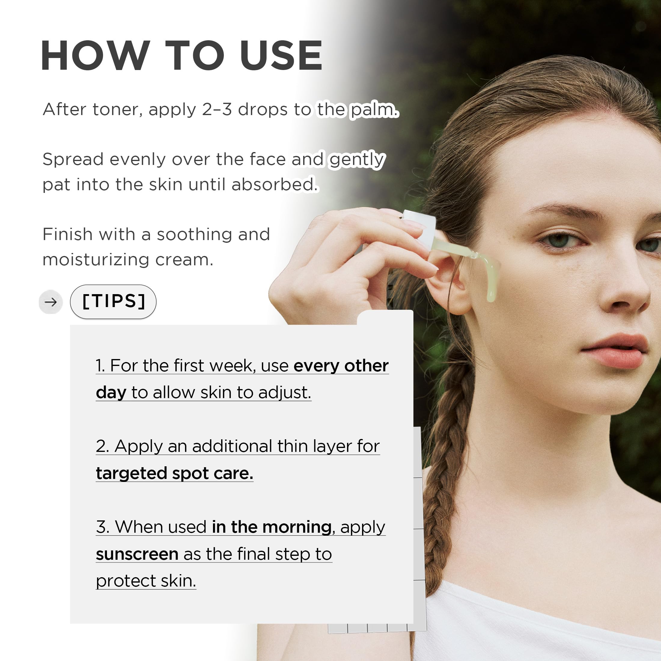 SKIN1004 spot application on cheek for targeted mark and texture care