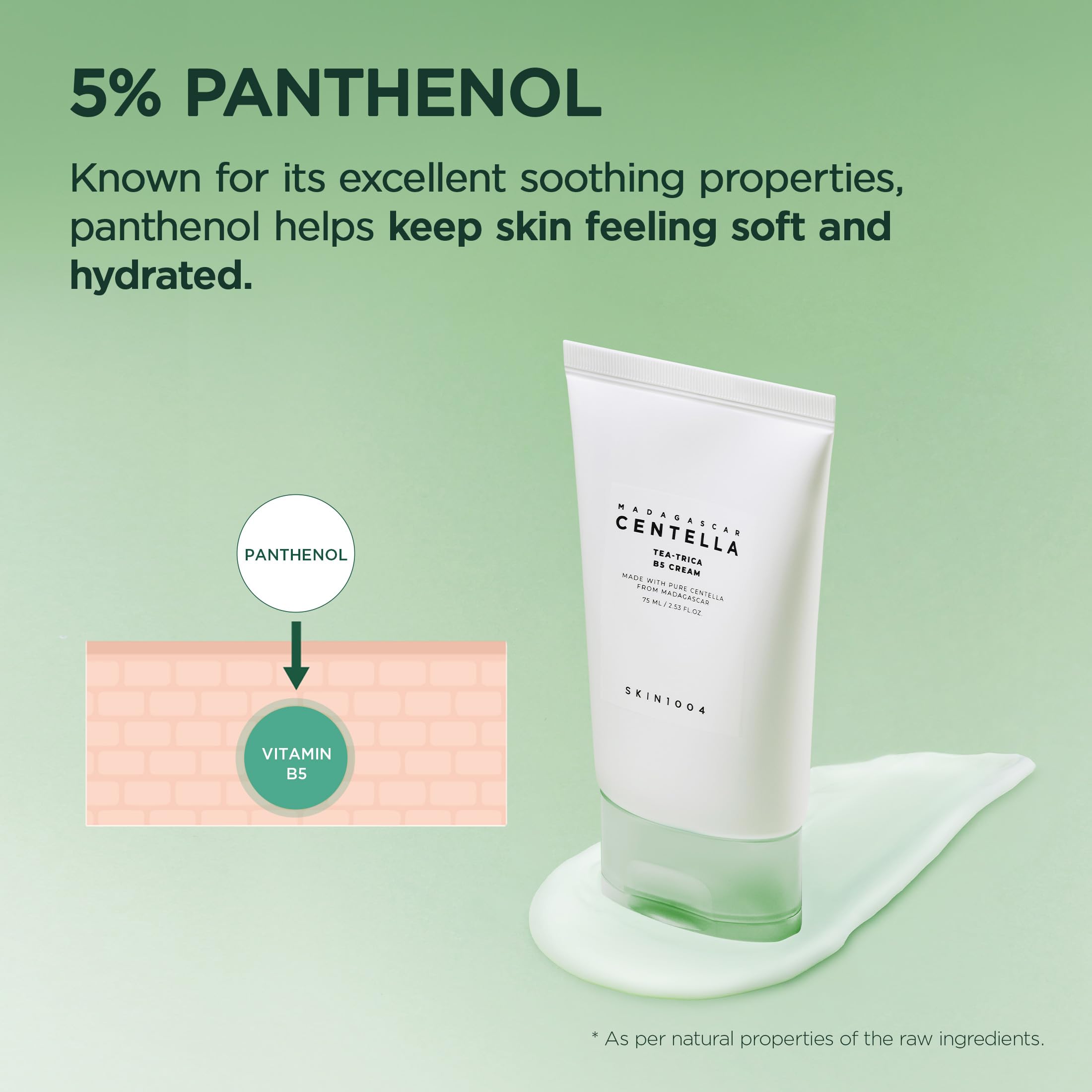 SKIN1004 product next to coin showing 75ml size for travel convenience