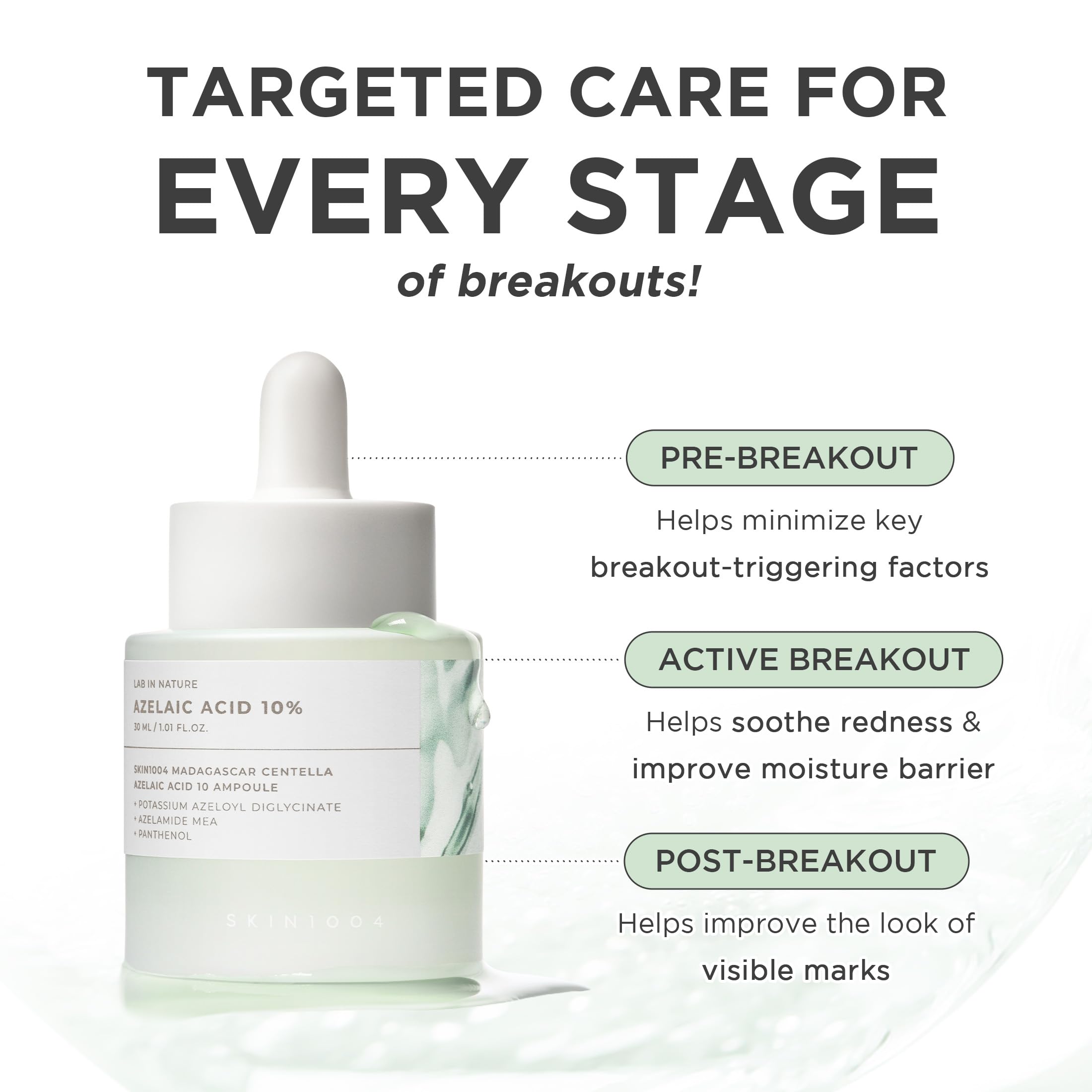 SKIN1004 serum texture close-up showing lightweight finish and fast absorption