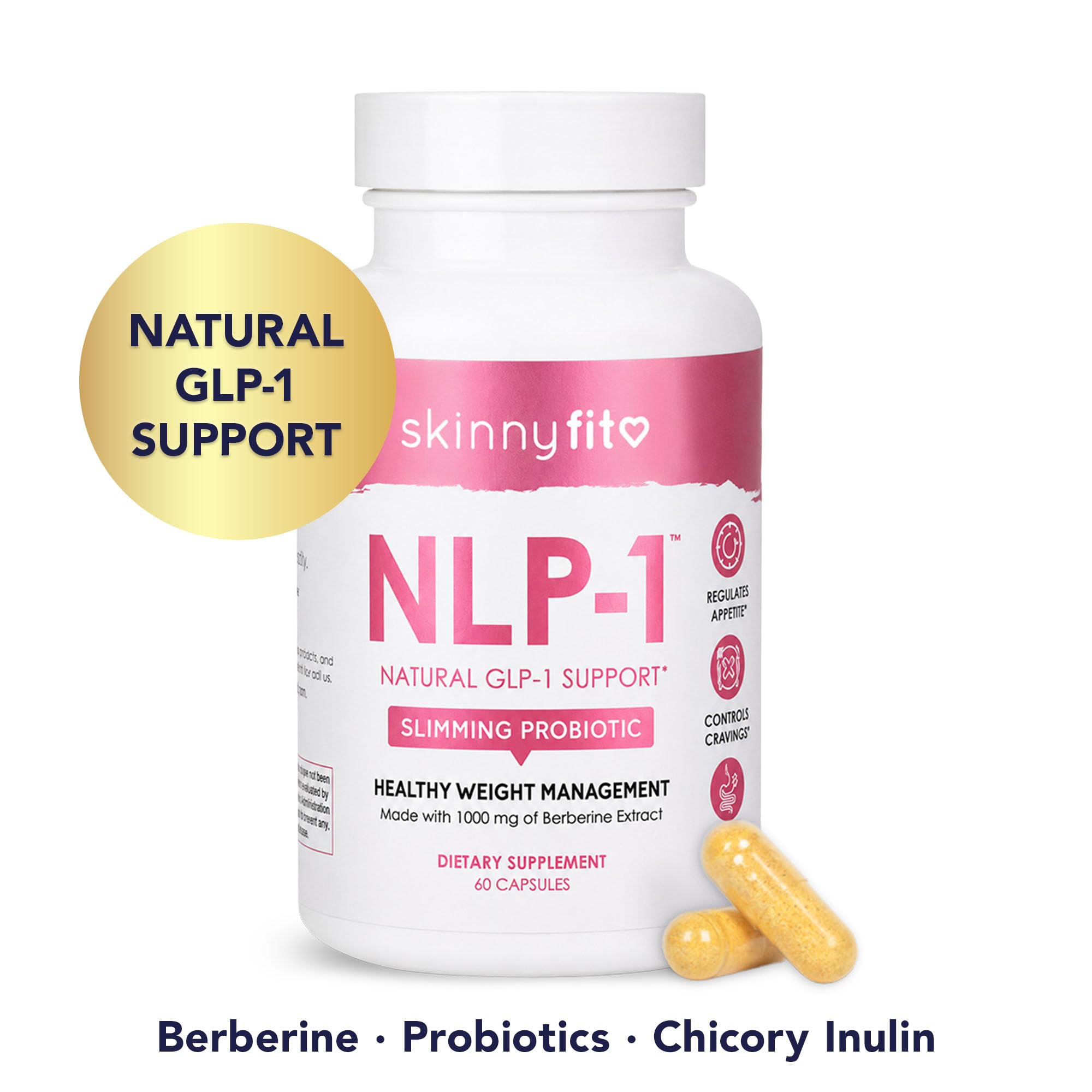 close-up of SkinnyFit NLP-1 vegetarian capsule texture and shape for easy swallowing