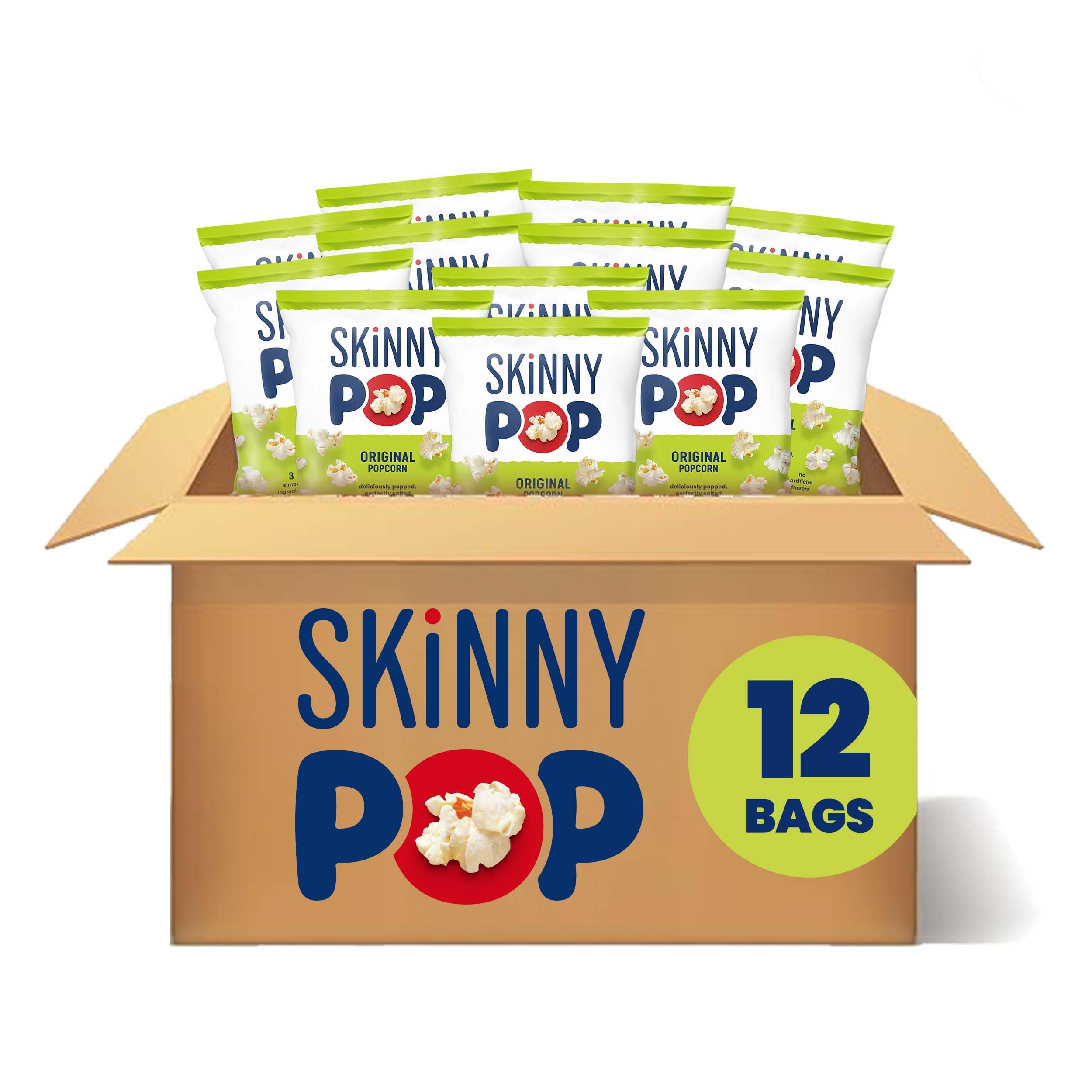 SKINNYPOP front packaging showing brand and single-serve convenience