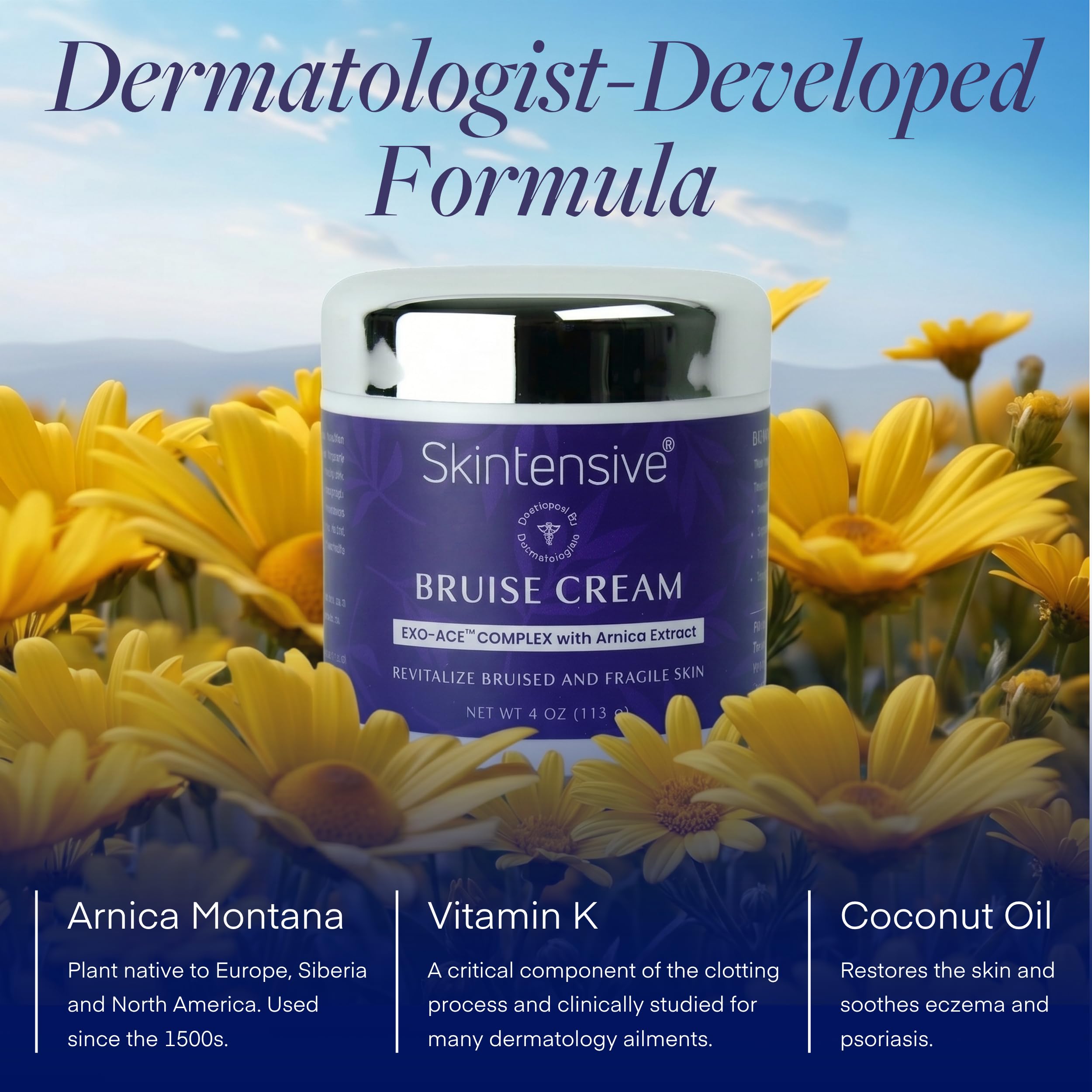 SKINTENSIVE applied to a hand to show moisturized appearance and easy absorption