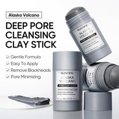 SKINTIFIC mugwort clay stick label detail highlighting soothing ingredients and calming effect