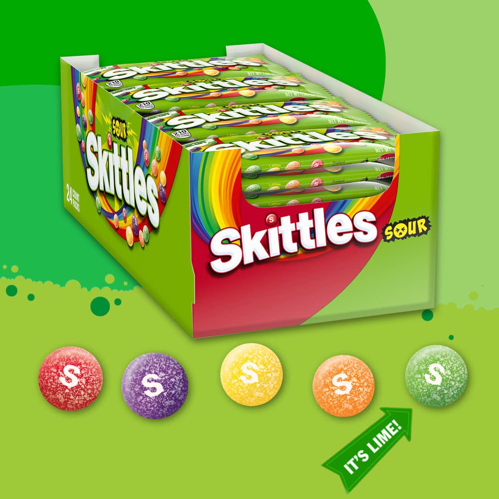 Skittles colorful candies scattered to show variety and visual party appeal