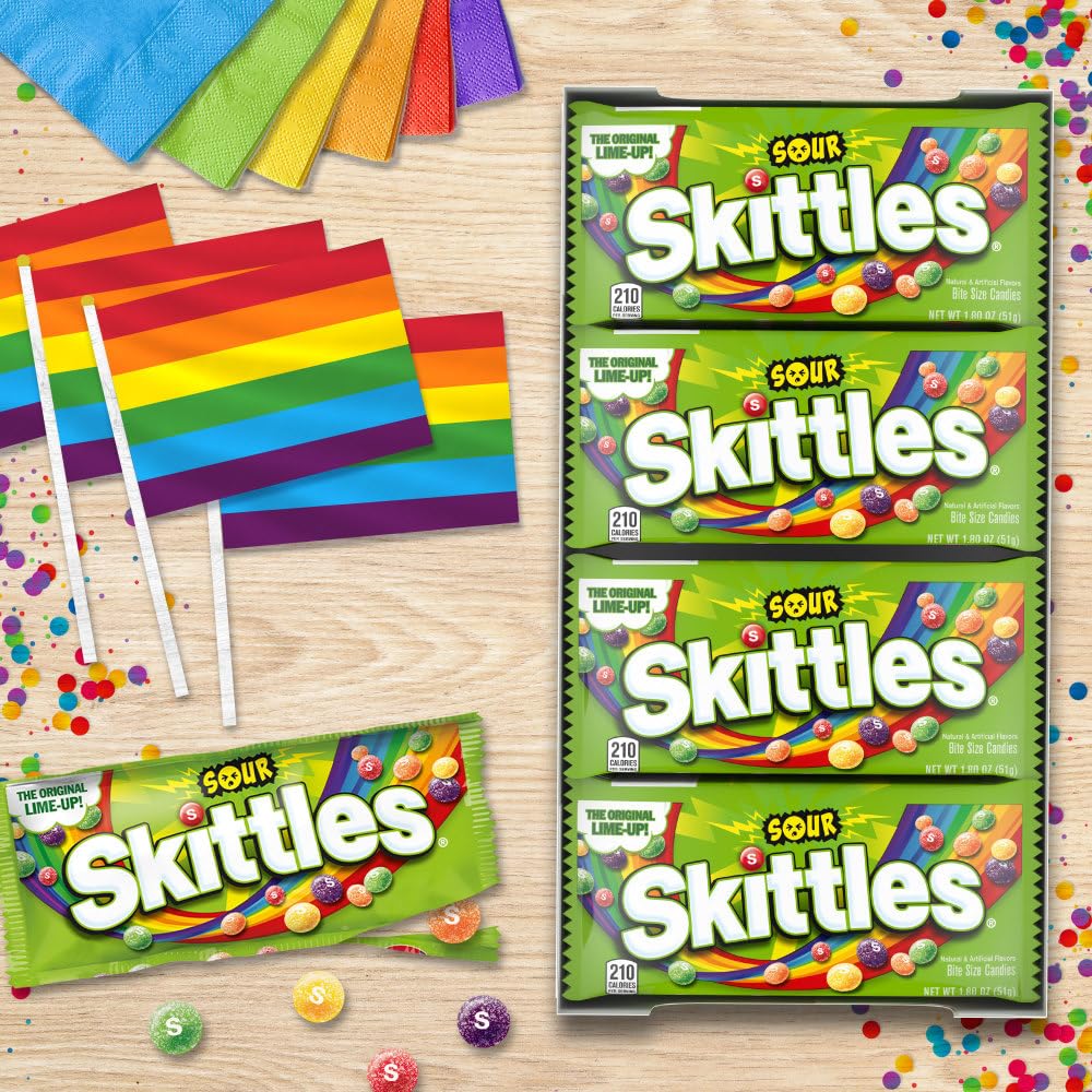 Skittles party bowl setup with packs ready to share and entertain guests
