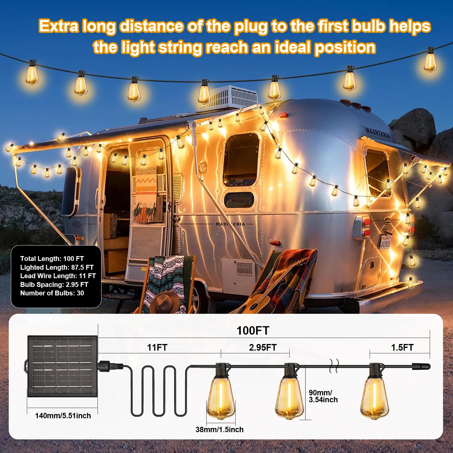 Skoiuc lights laid beside ruler showing 100ft continuous reach